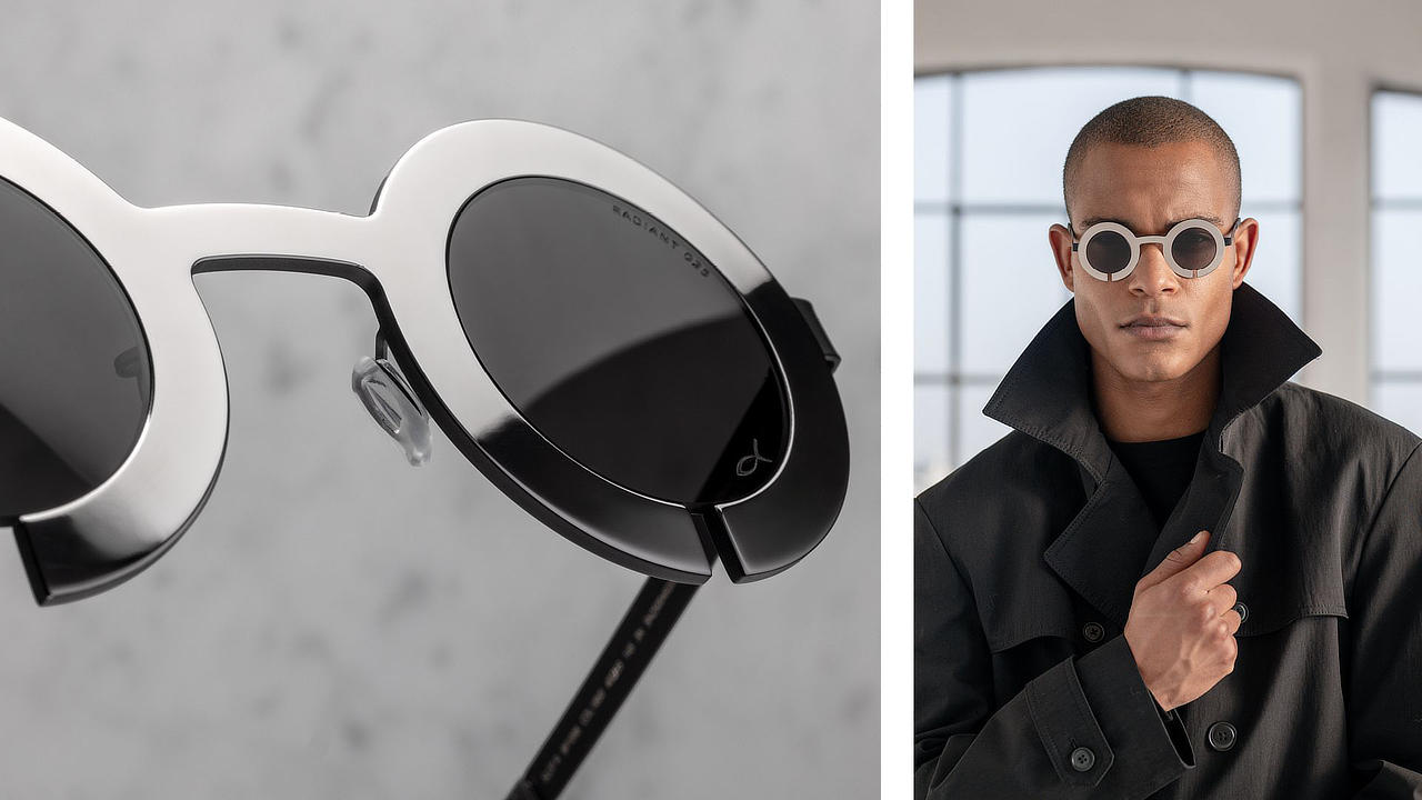 Mann trägt schwarze Blackfin Brille