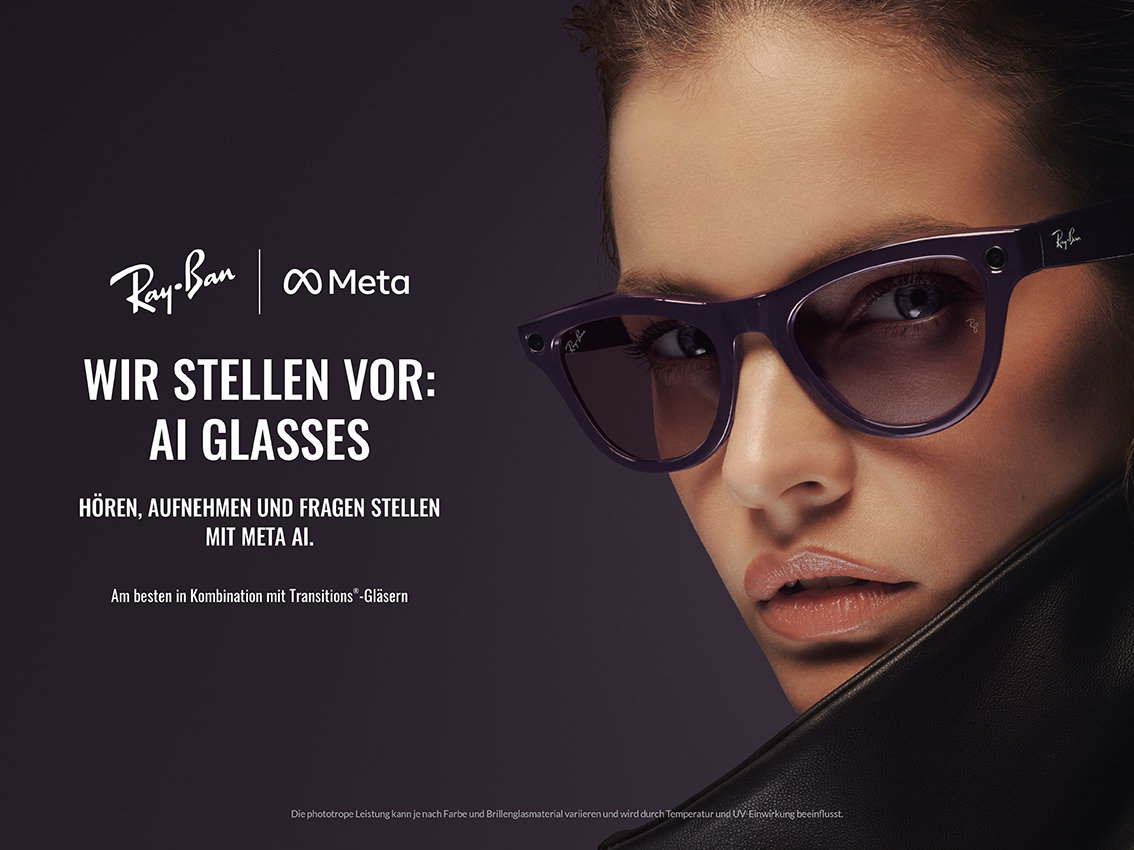 RayBan | Meta AI Glasses Werbeanzeige mit Dame die die Brille trägt